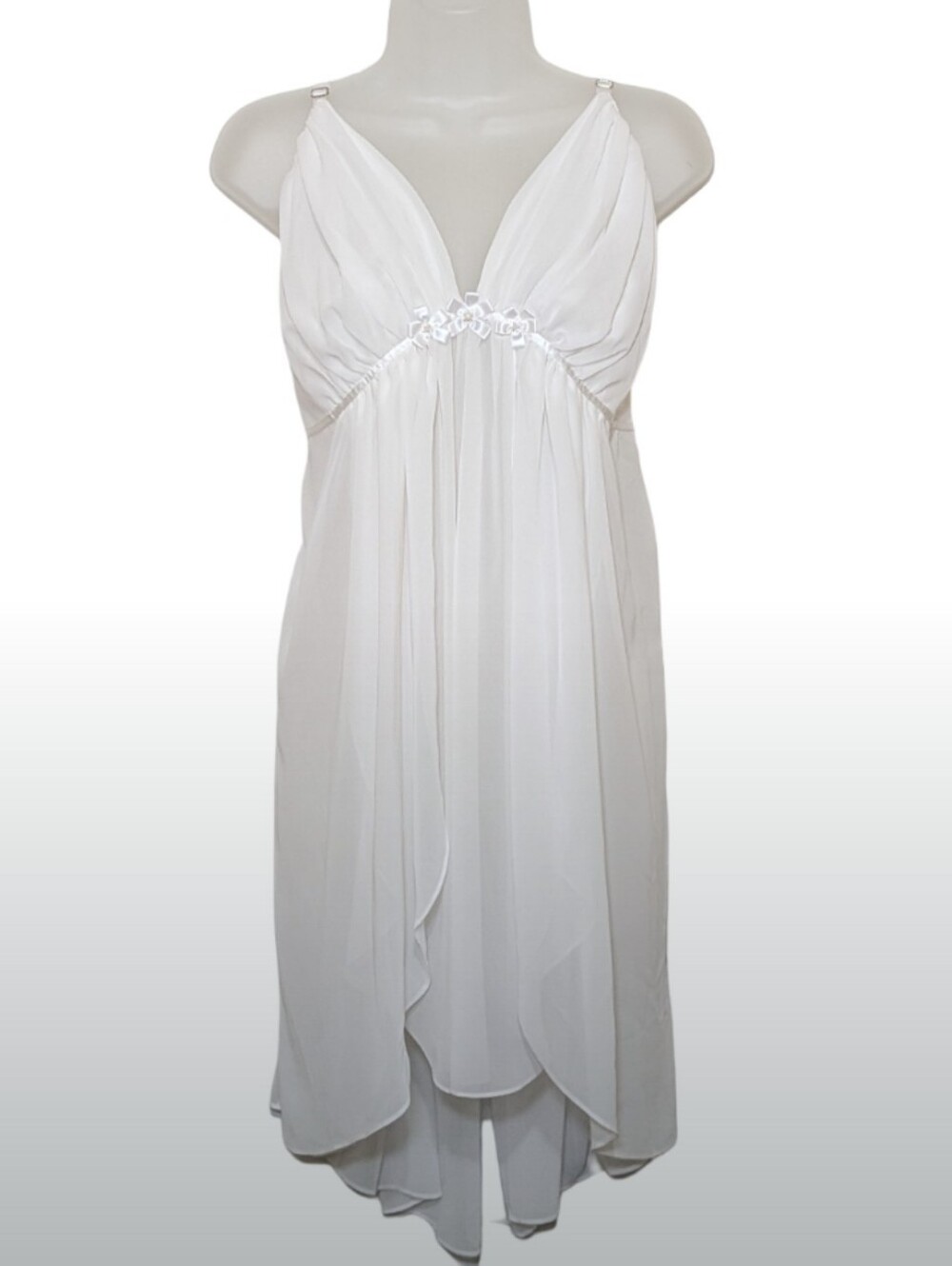 Oscar de la Renta | White Chiffon Baby Doll | Lingerie | Dress | Bridal | Beaded